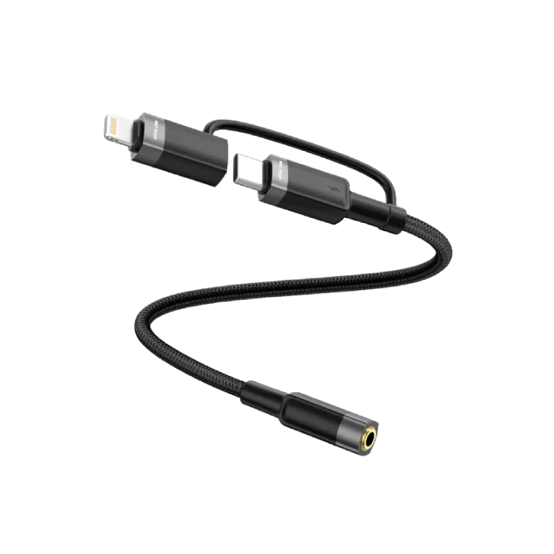 Green Lion 2 IN 1 كابل صوت 12 سم USB-C، لايتنينج إلى 3.5 ملم جاك