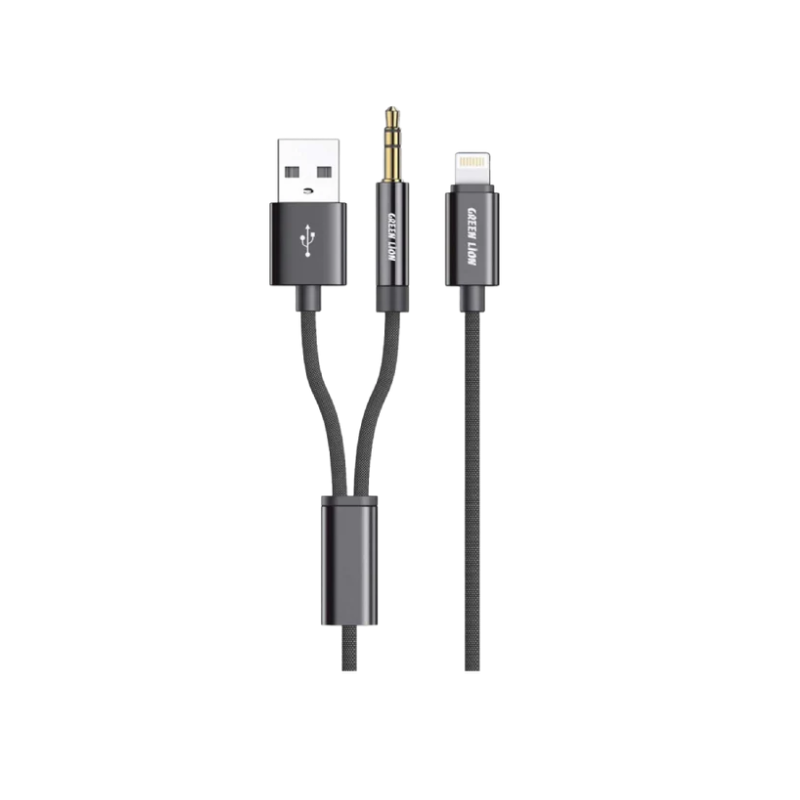 Green Lion 2 In 1 AUX Braided Cable (1.2m)