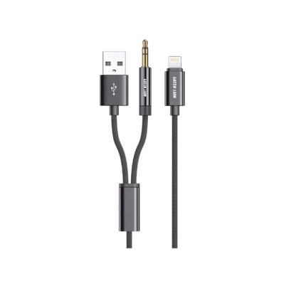 Green Lion 2 In 1 AUX Braided Cable (1.2m)