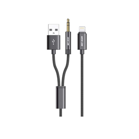 Green Lion 2 In 1 AUX Braided Cable (1.2m)