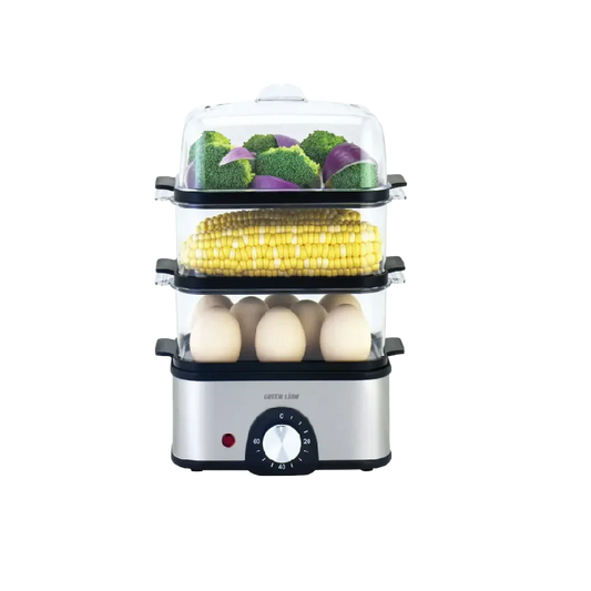 Green Lion 3-Tier Egg Cooker (Vegetable Steamer 500W) - Gray