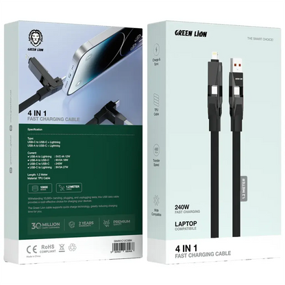 Green Lion 4-In-1 Fast Charging Cable - Black