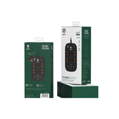 القابس الذكي متعدد المنافذ Green Lion 4 AC 2 USB و2 USB-C PD بقوة 40 واط وقدرة 3500 واط (3 متر)