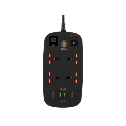 القابس الذكي متعدد المنافذ Green Lion 4 AC 2 USB و2 USB-C PD بقوة 40 واط وقدرة 3500 واط (3 متر)