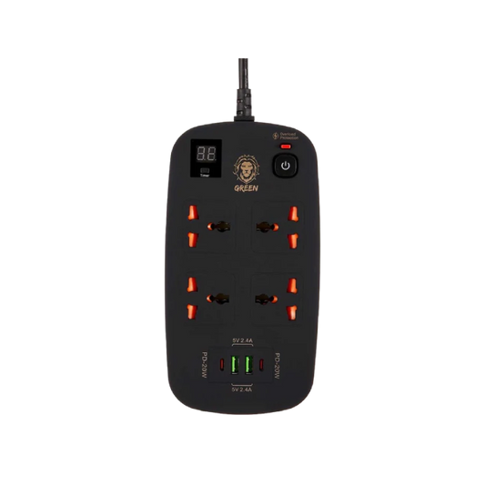 القابس الذكي متعدد المنافذ Green Lion 4 AC 2 USB و2 USB-C PD بقوة 40 واط وقدرة 3500 واط (3 متر)