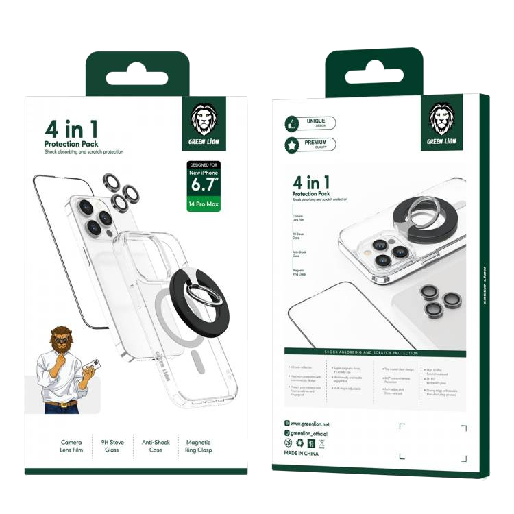 Green Lion 4 in 1 360° 9H Protection Pack for iPhone 14 Pro Max / Pro
