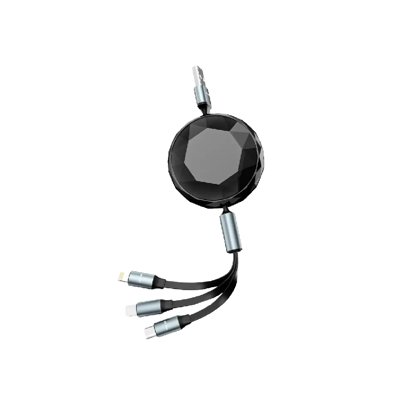 Green Lion 5 in 1 Diamond Retractable Cable - Black