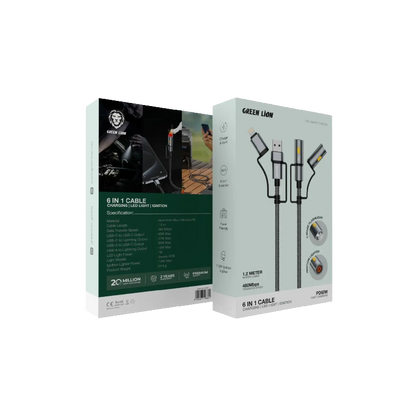 Green Lion 6 in 1 Cable Charging, Led Light, Ignition