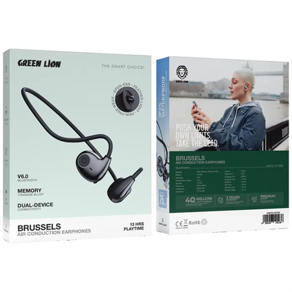Green Lion Brussels Air Conduction Earphones - Black