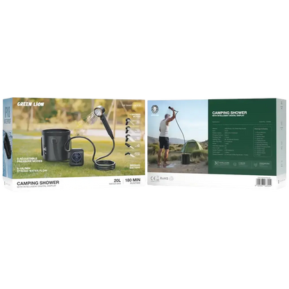 Green Lion Camping Shower with Intelligent Digital Display - Black