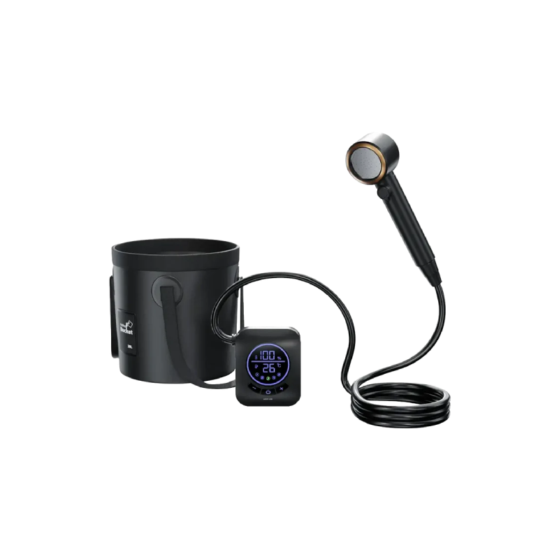 Green Lion Camping Shower with Intelligent Digital Display - Black
