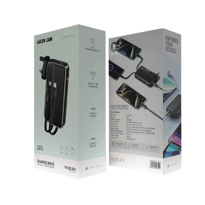 Green Lion Charge Mate Power Bank 10000 mAh PD 22.5W - Black