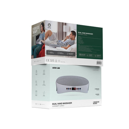 Green Lion Dual Hand Massager 5 Intensity Levels - Gray