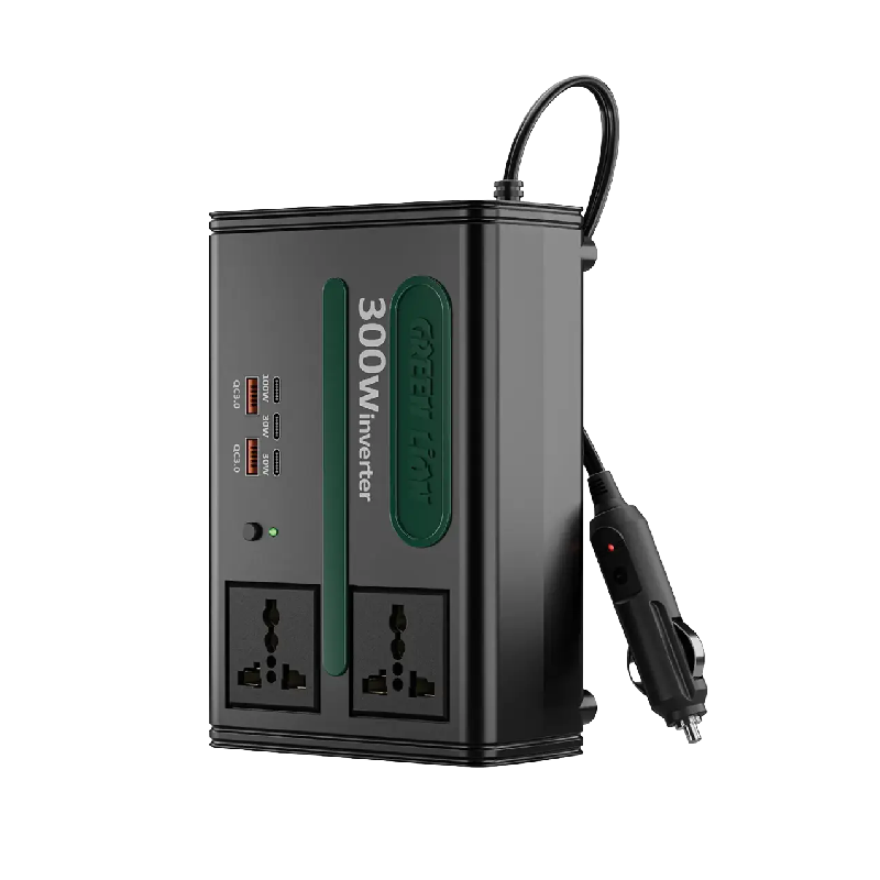Green Lion GC-300 Car Inverter 7-In-1 Multi-Port with DC to AC & DC 12.8V - Black