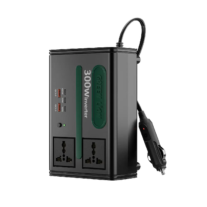 Green Lion GC-300 Car Inverter 7-In-1 Multi-Port with DC to AC & DC 12.8V - Black
