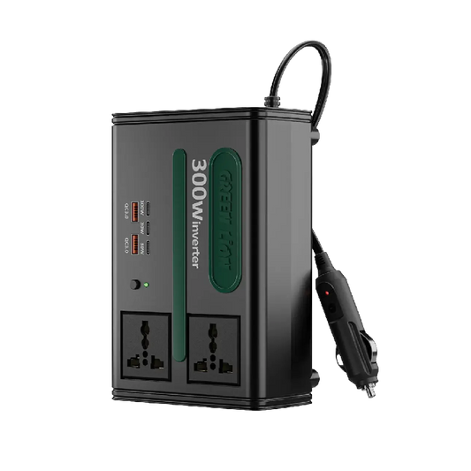 Green Lion GC-300 Car Inverter 7-In-1 Multi-Port with DC to AC & DC 12.8V - Black