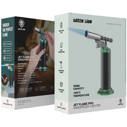 Green Lion Jet Flame Pro Windproof Lighter - Black