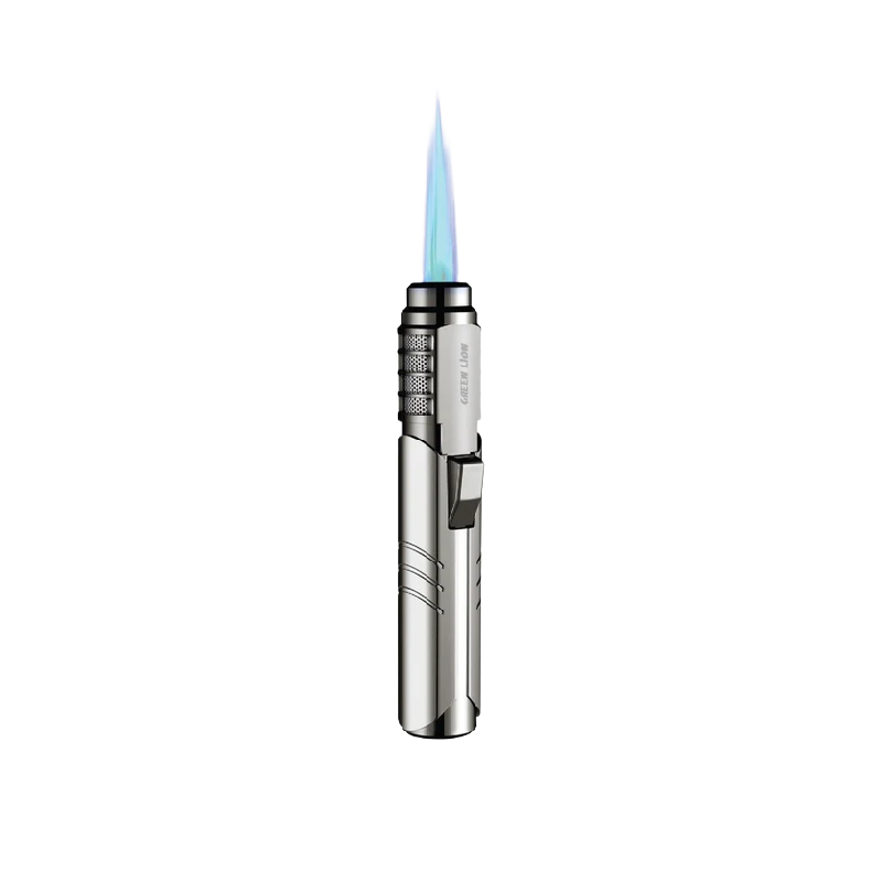 Green Lion Jet Flame Windproof Lighter - Silver