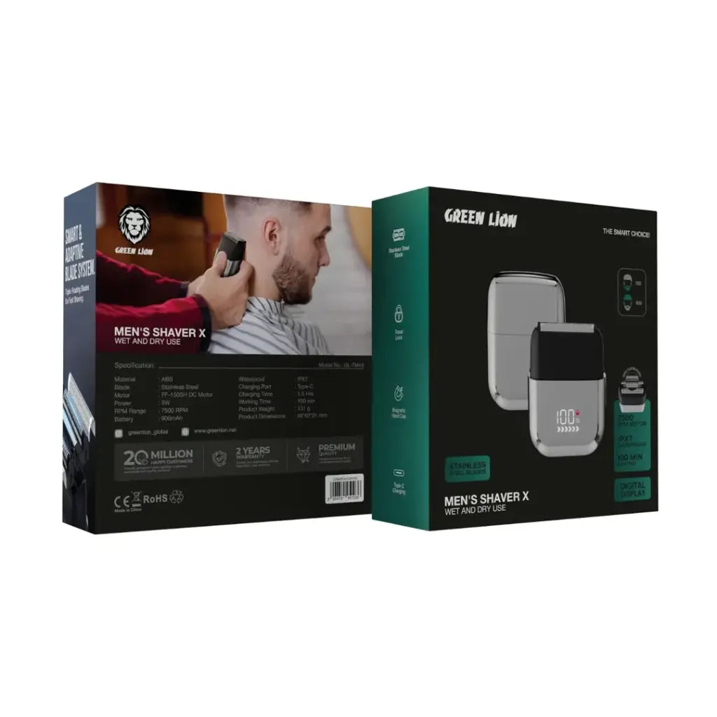 Green Lion Men's Shaver X Wet and Dry Use - Silver