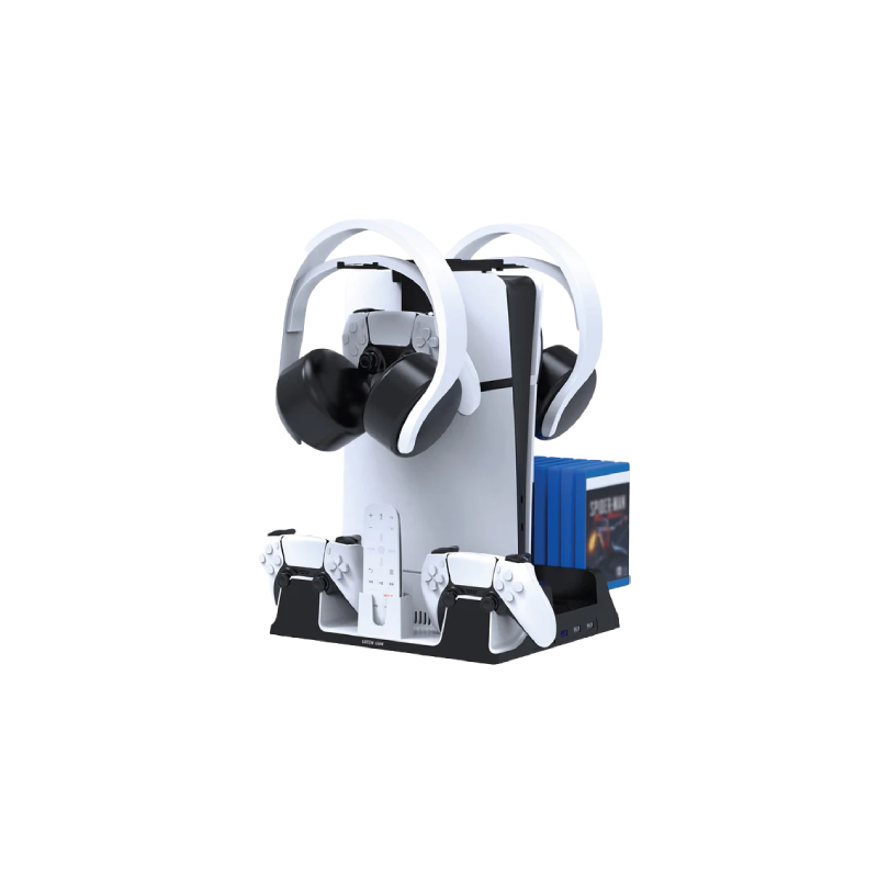 Green Lion PS5 Cooling Stand Charging Station - White