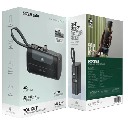 Green Lion Pocket 10000mAh (Power Bank) / Black