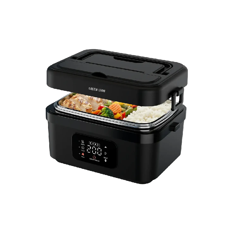 Green Lion Portable Lunch Box with Built-In Battery & Electric Heating - Black