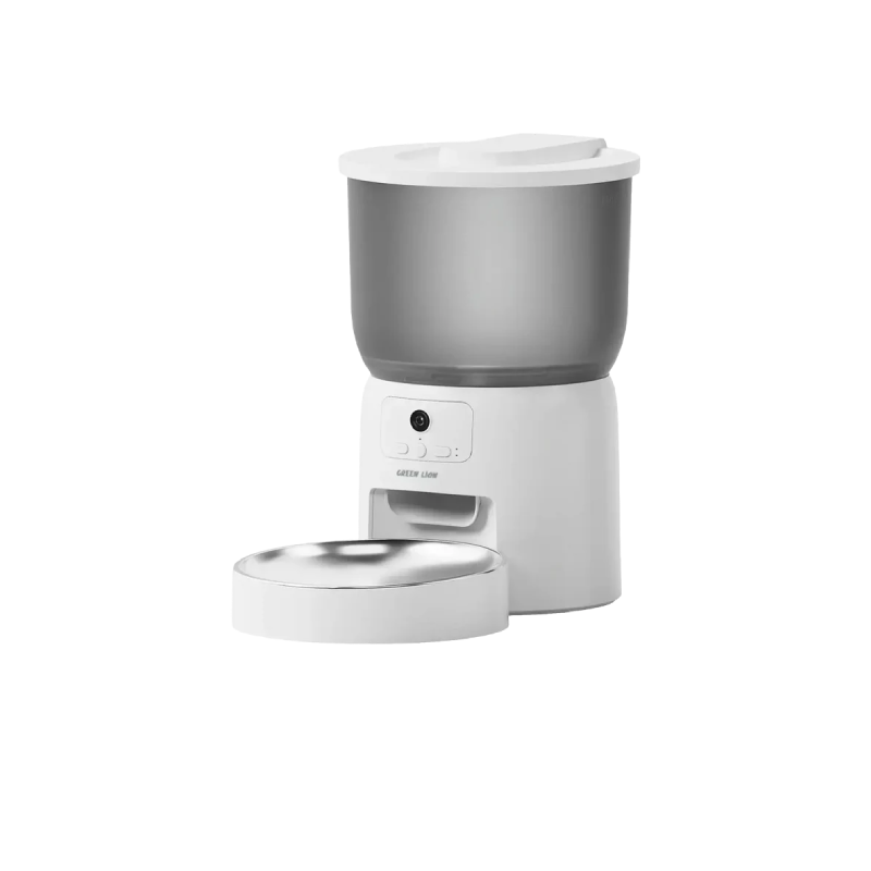 Green Lion Smart Pet Feeder with Stainless Steel Bowl - white