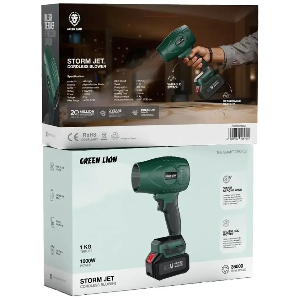 Green Lion Storm Jet Cordless Blower - Green