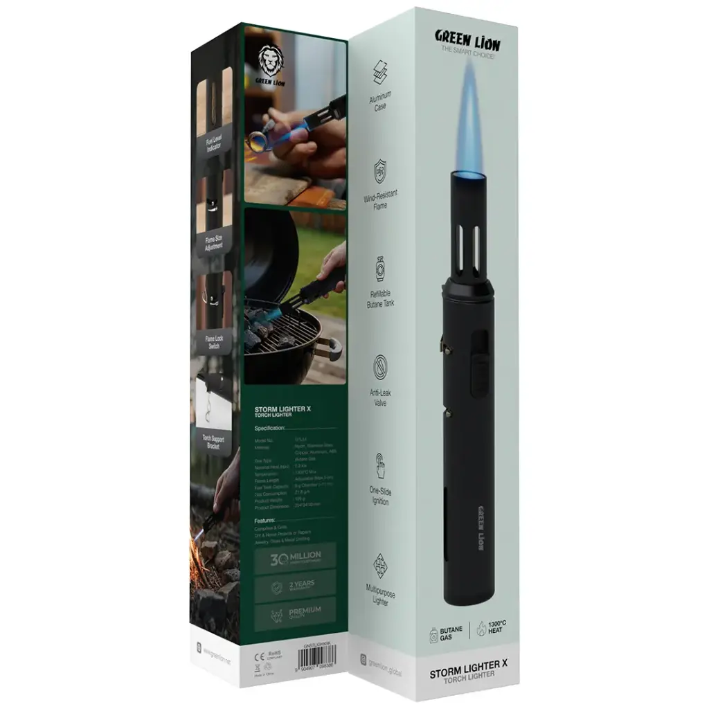 Green Lion Storm Lighter X with Torch Lighter - Black