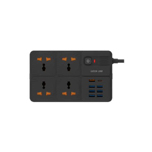 Green Lion UK Power Socket 7 USB-A Port & 1 PD Port - Black