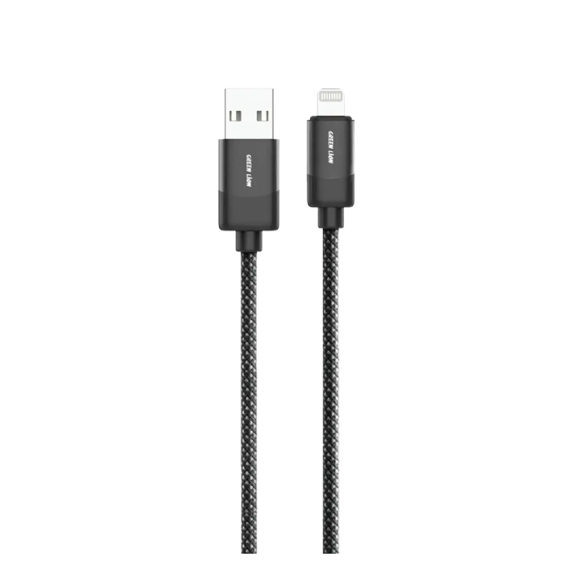 Green Lion USB-A to Lightning Braided Cable 1m 12W - Black