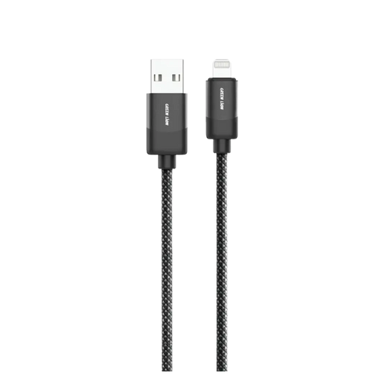 Green Lion USB-A to Lightning Braided Cable 1m 12W - Black