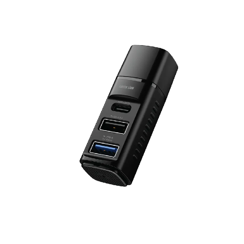 قاعدة توصيل 3 في 1 بمنفذ USB-C من جرين لايون مع منفذ USB-A 3.2 ومنفذ USB-A 2.0 ومنفذ USB-C - أسود