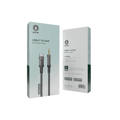 Green Lion USB-C to AUX Braided Cable 1M - Black