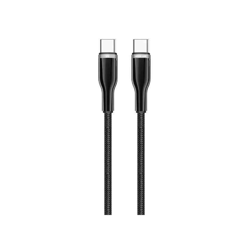 كيبل أخضر من Green Lion من نوع USB-C إلى USB-C من سبائك الزنك ومضفر - أسود