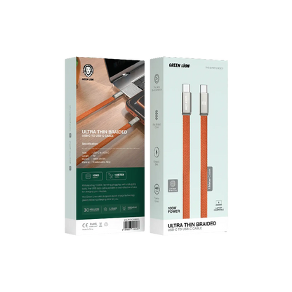 Green Lion Ultra Thin Braided USB-C to USB-C Cable