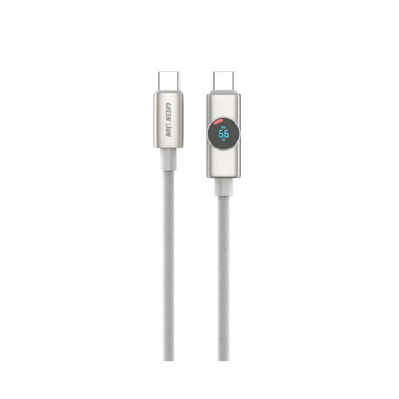 كابل Green Lion Volt Display مضفر بالنايلون من USB-C إلى USB-C - تيتانيوم