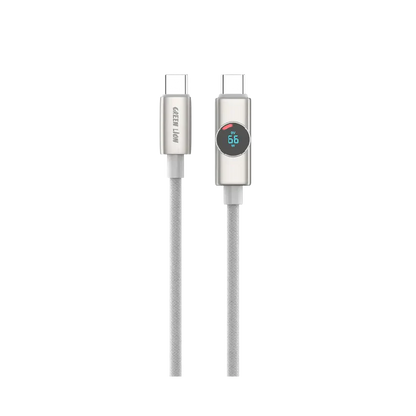 Green Lion Volt Display USB-C to USB-C Nylon Braided Cable - Titanium