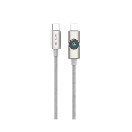 Green Lion Volt Display USB-C to USB-C Nylon Braided Cable - Titanium
