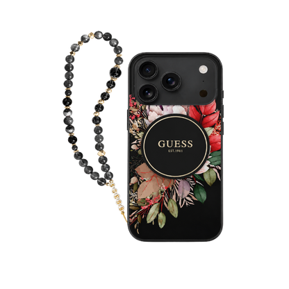 جراب Guess بتصميم الأزهار مع حزام لهاتف iPhone 17 Pro Max