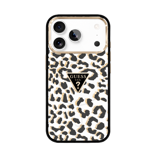 Guess MagSafe PC+TPU Case With Leopard & Glitter Pattern 17 Pro Max