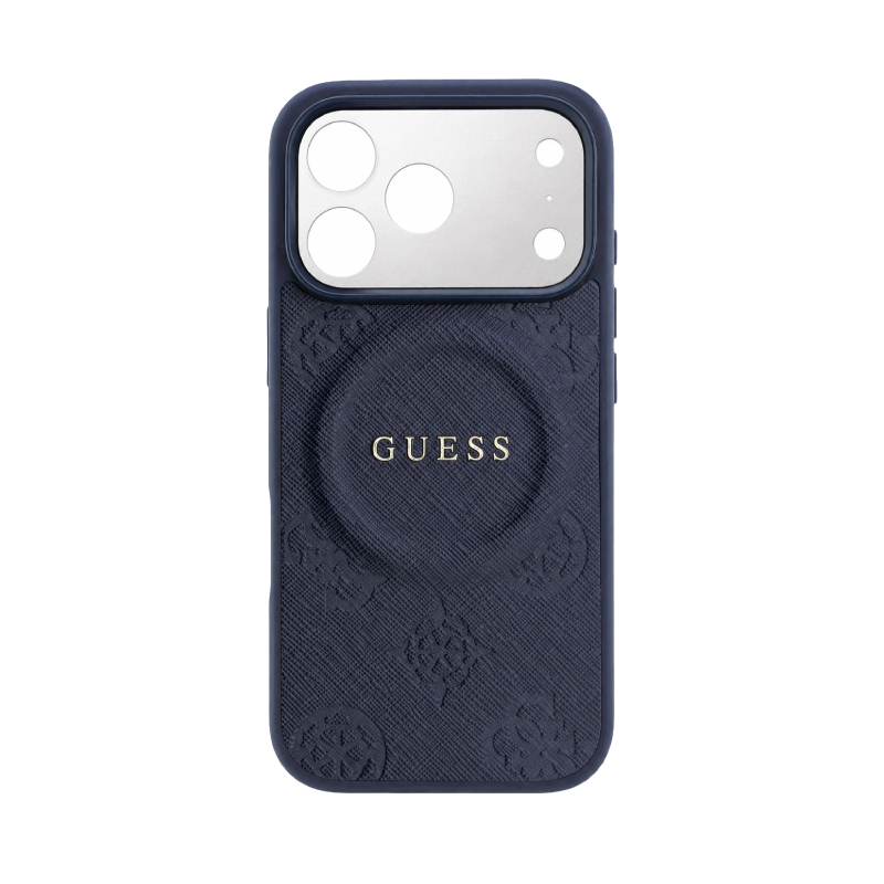 Guess MagSafe PU Leather Case With Peony Hot Stamp Design With Classic Logo