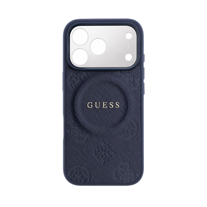 Guess MagSafe PU Leather Case With Peony Hot Stamp Design With Classic Logo