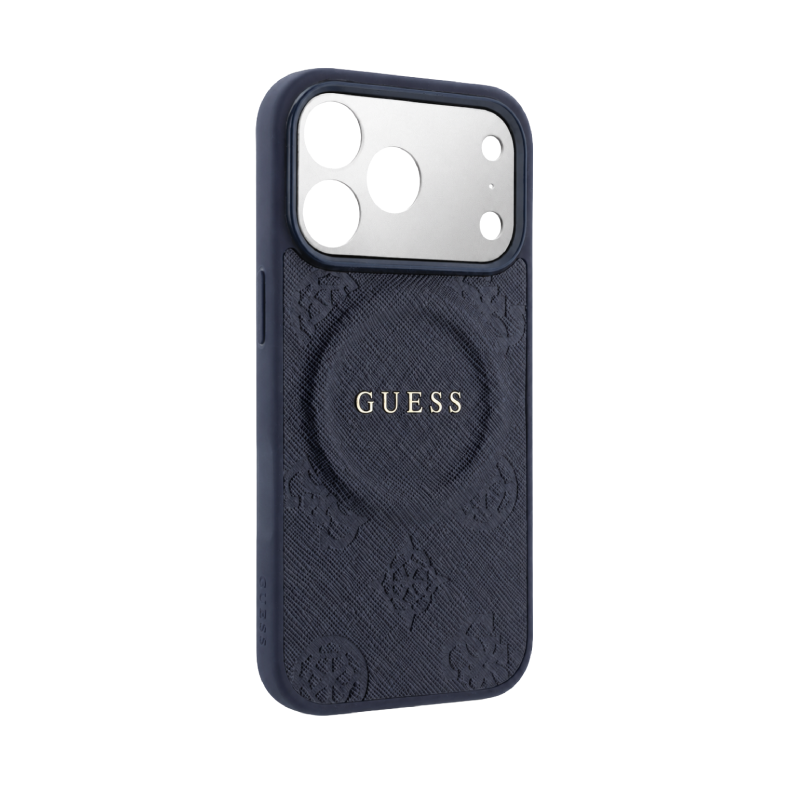 Guess MagSafe PU Leather Case With Peony Hot Stamp Design With Classic Logo