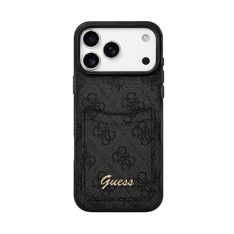 جراب Guess PU بفتحات بطاقات وشعار معدني 17 Pro Max