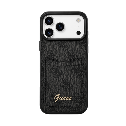 جراب Guess PU بفتحات بطاقات وشعار معدني 17 Pro Max