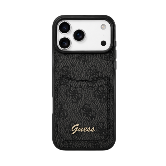 Guess PU Case With Cardslot & Script Metal Logo 17 Pro Max