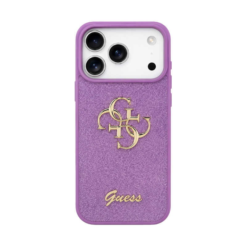 جراب Guess PU Glitter مع شعار معدني كبير 4G 17 Pro