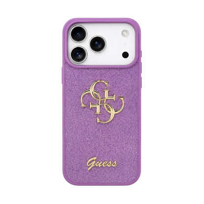 جراب Guess PU Glitter مع شعار معدني كبير 4G 17 Pro
