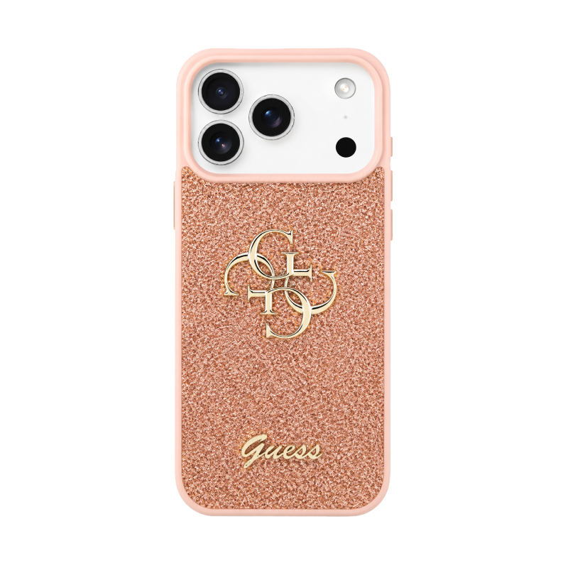 جراب Guess PU Glitter مع شعار معدني كبير 4G 17 Pro